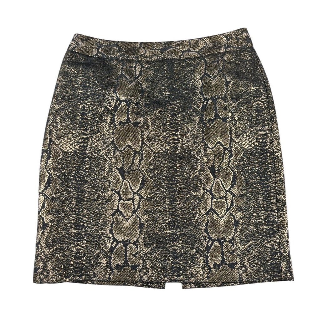 Worthington Metallic Gold Snakeskin Print Lined Skirt Size 4 Mobwife Maximalist